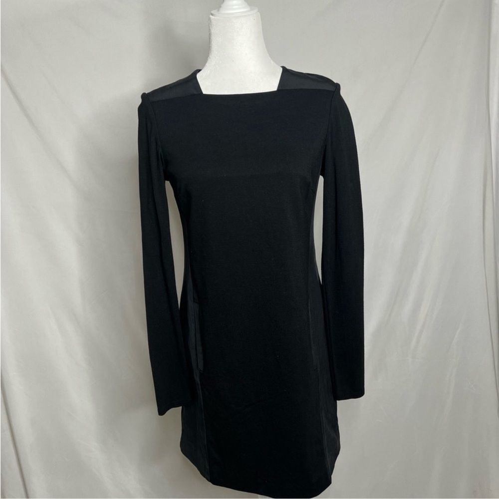 Ted Baker London ‘Desre’ Long Sleeve Mixed Media Mini Black Dress (US size 6)